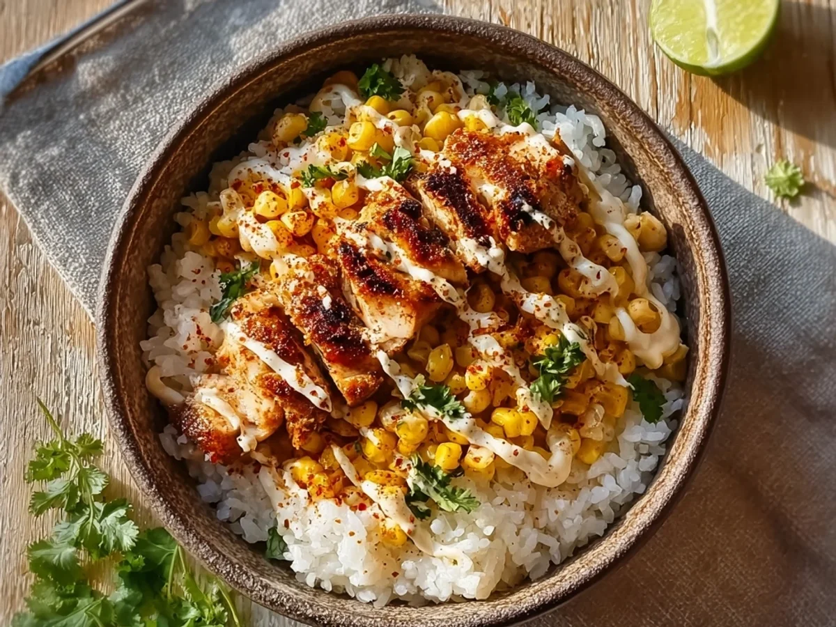 Creamy Street Corn Chicken Rice Bowl: Zesty Dinner - Featured Image