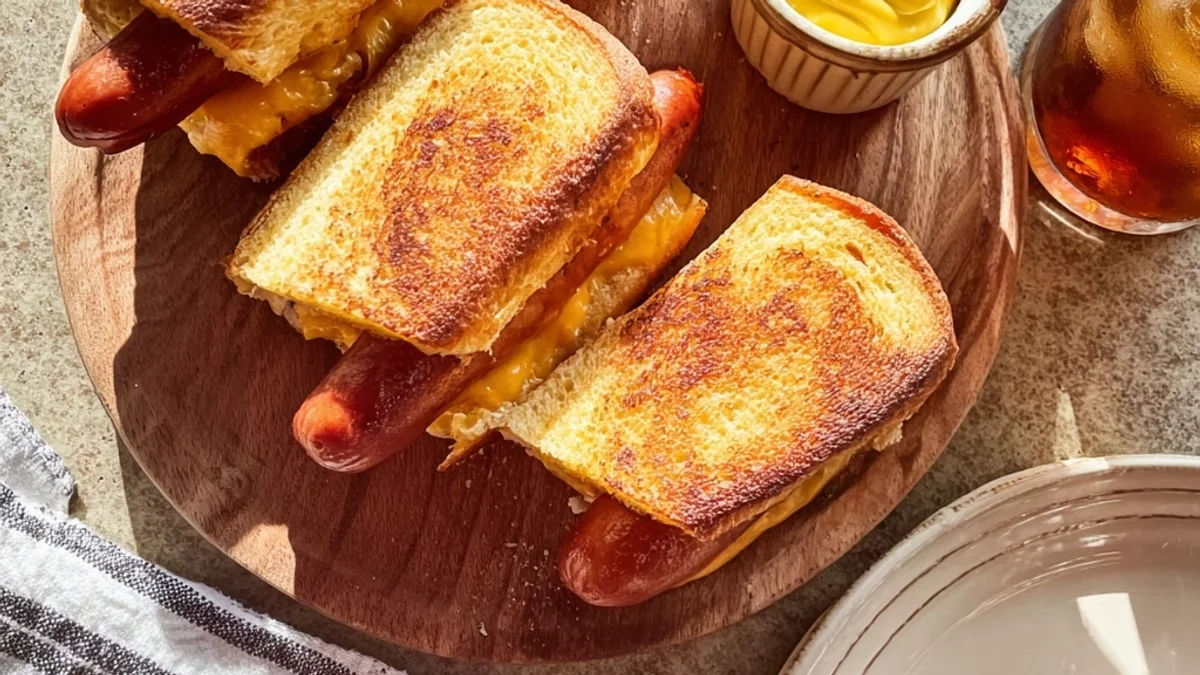 Crispy Air Fryer Grilled Cheese Hot Dogs