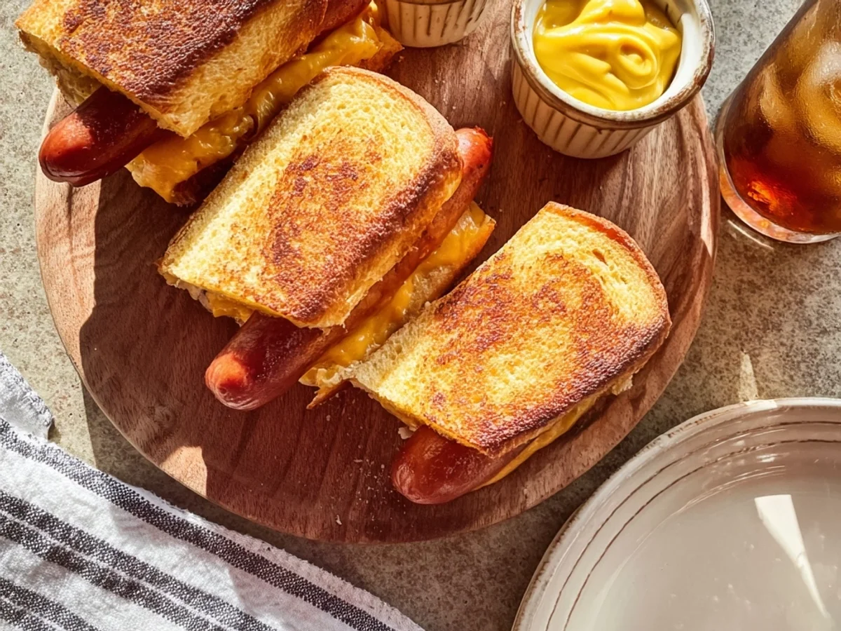 Crispy Air Fryer Grilled Cheese Hot Dogs - Featured Image