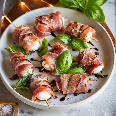 Crispy Prosciutto Wrapped Mozzarella Bites