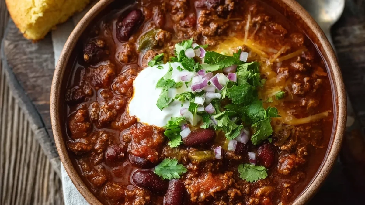 Crockpot Chili with Ground Beef & Beans Recipe