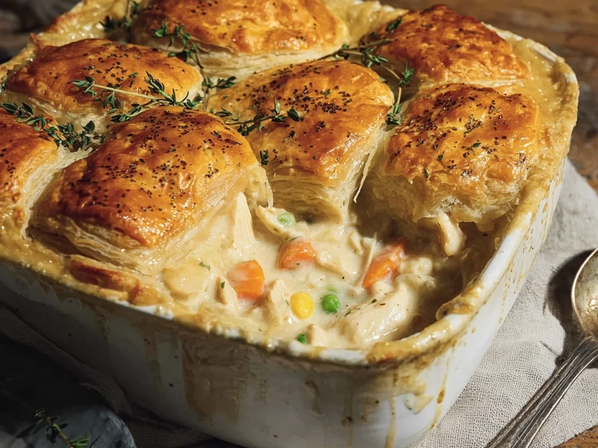 Easy Chicken Pot Pie Casserole Recipe - Featured Image