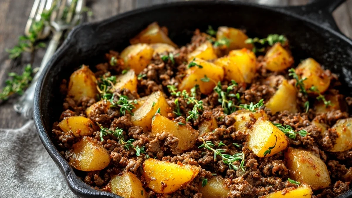 Easy Ground Beef and Potatoes Skillet Meal