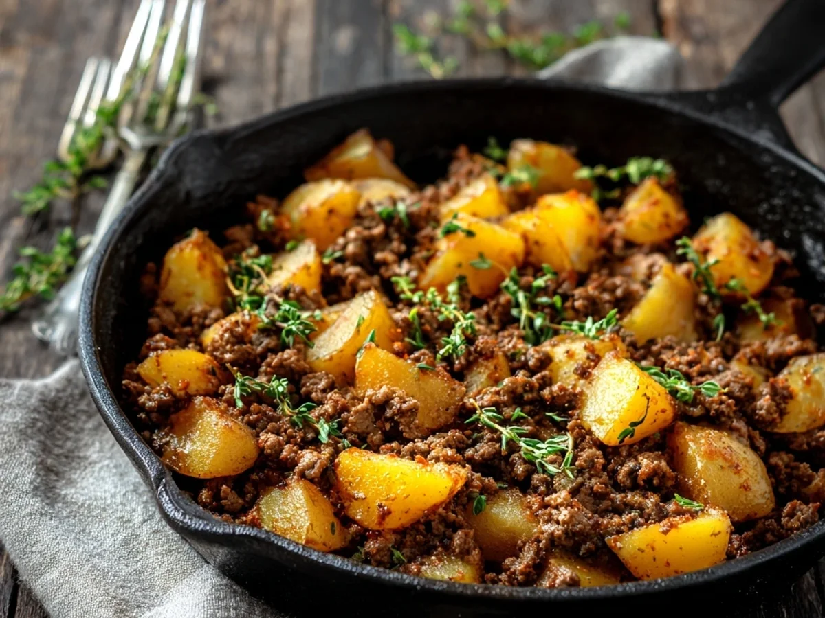 Easy Ground Beef and Potatoes Skillet Meal - Featured Image