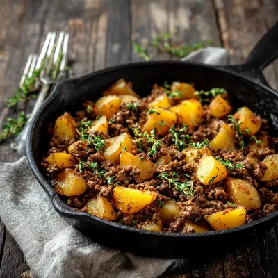 Easy Ground Beef and Potatoes Skillet Meal