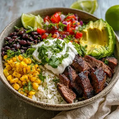 Easy Steak Burrito Bowl: Tender Steak, Zesty Toppings