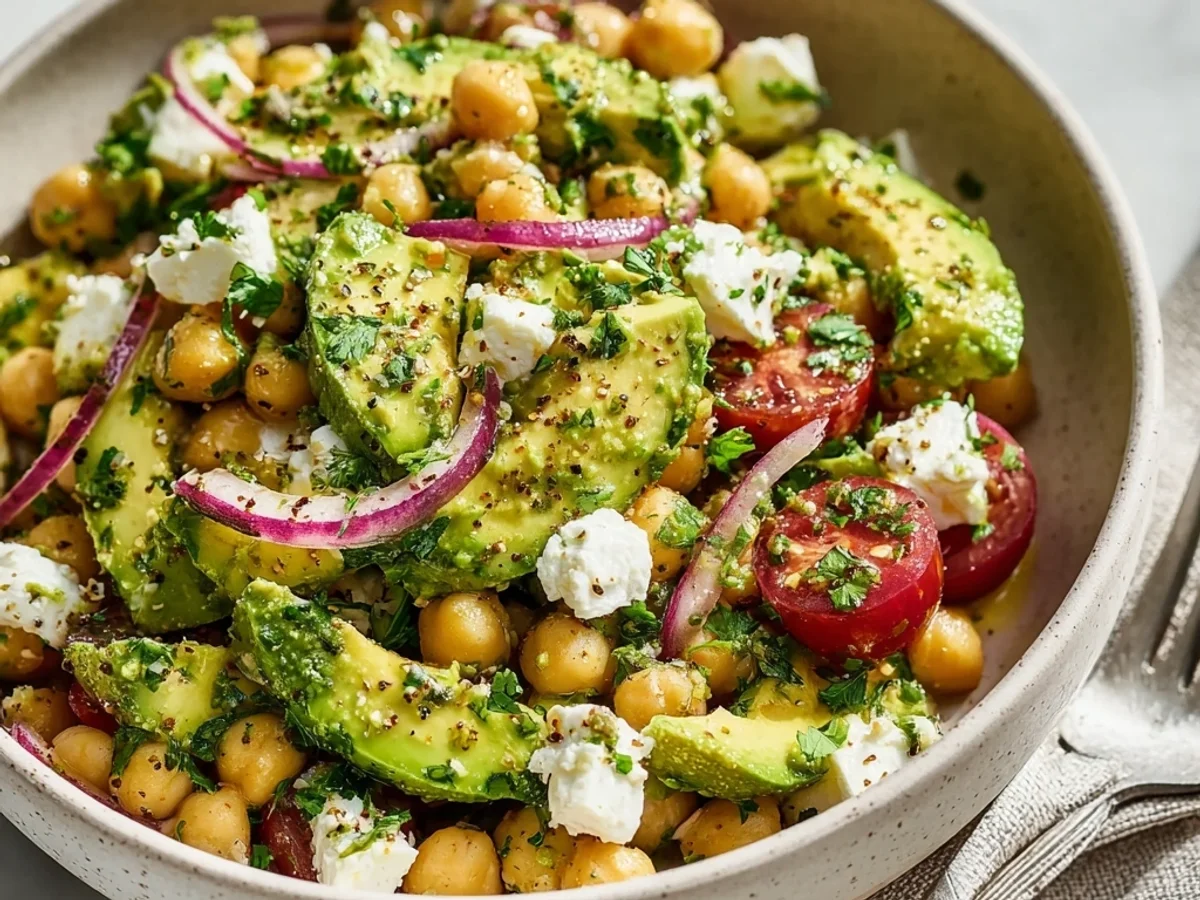 Fresh Chickpea Feta Avocado Salad - Featured Image