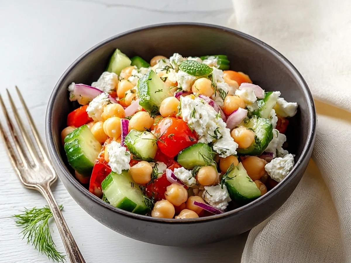 Fresh Cottage Cheese & Chickpeas Salad for Sunny Days - Featured Image