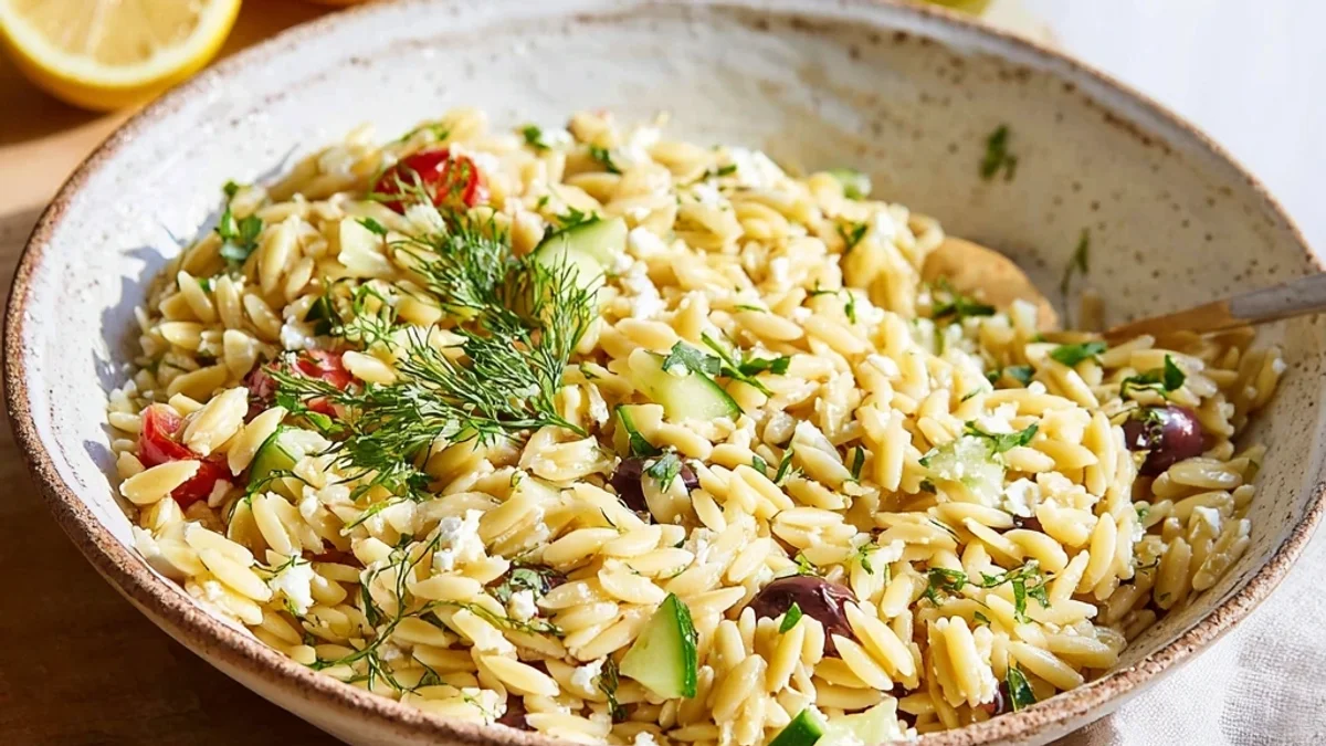 Fresh & Flavorful Greek Orzo Pasta Salad Recipe