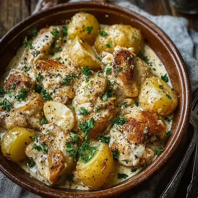 Garlic Parmesan Crockpot Chicken & Potatoes: Tender & Savory