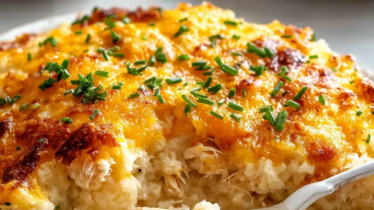 Healthy Creamy Chicken Cauliflower Rice Bake