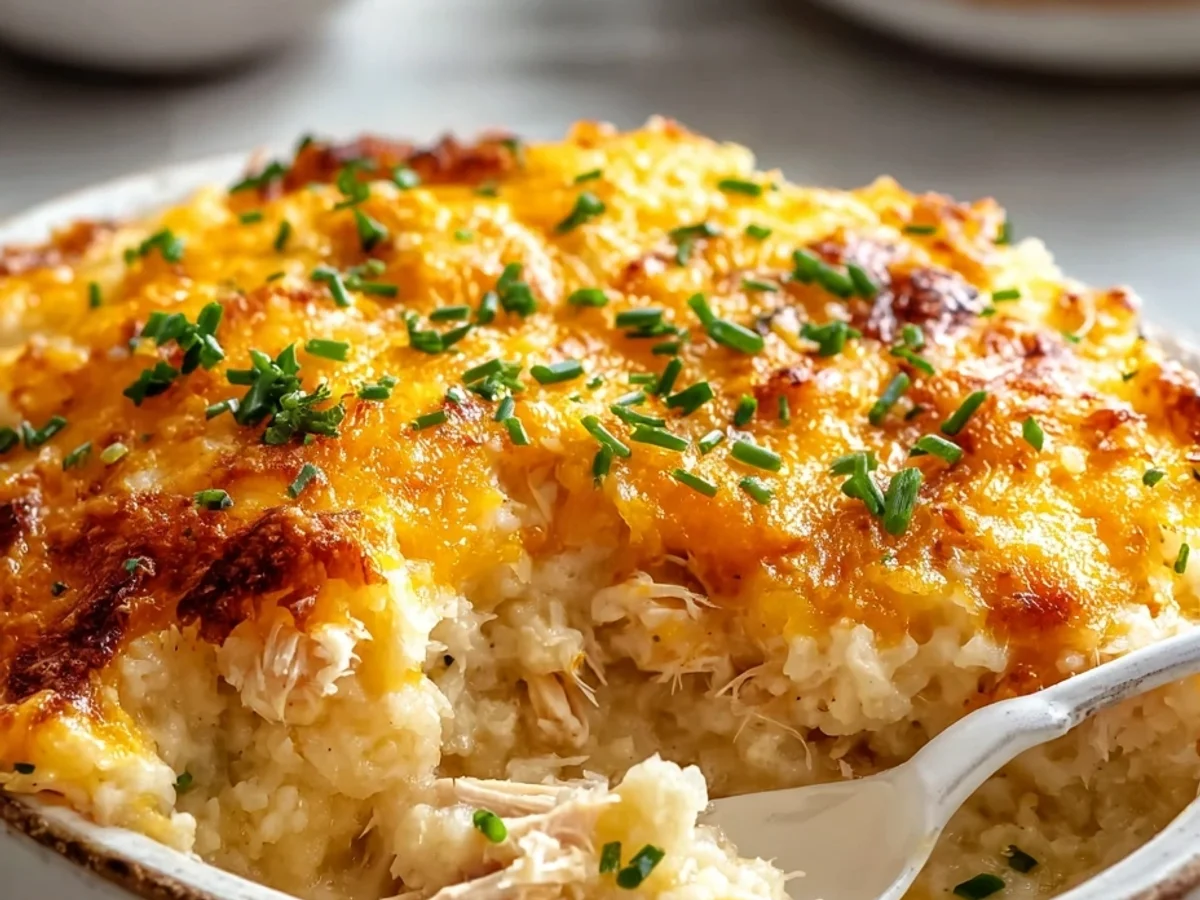 Healthy Creamy Chicken Cauliflower Rice Bake - Featured Image