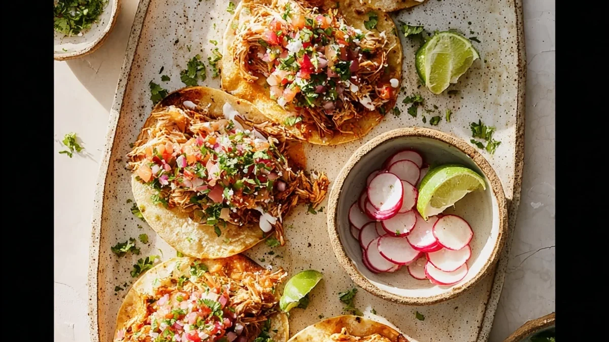 Healthy Tender Slow Cooker Shredded Chicken Tacos