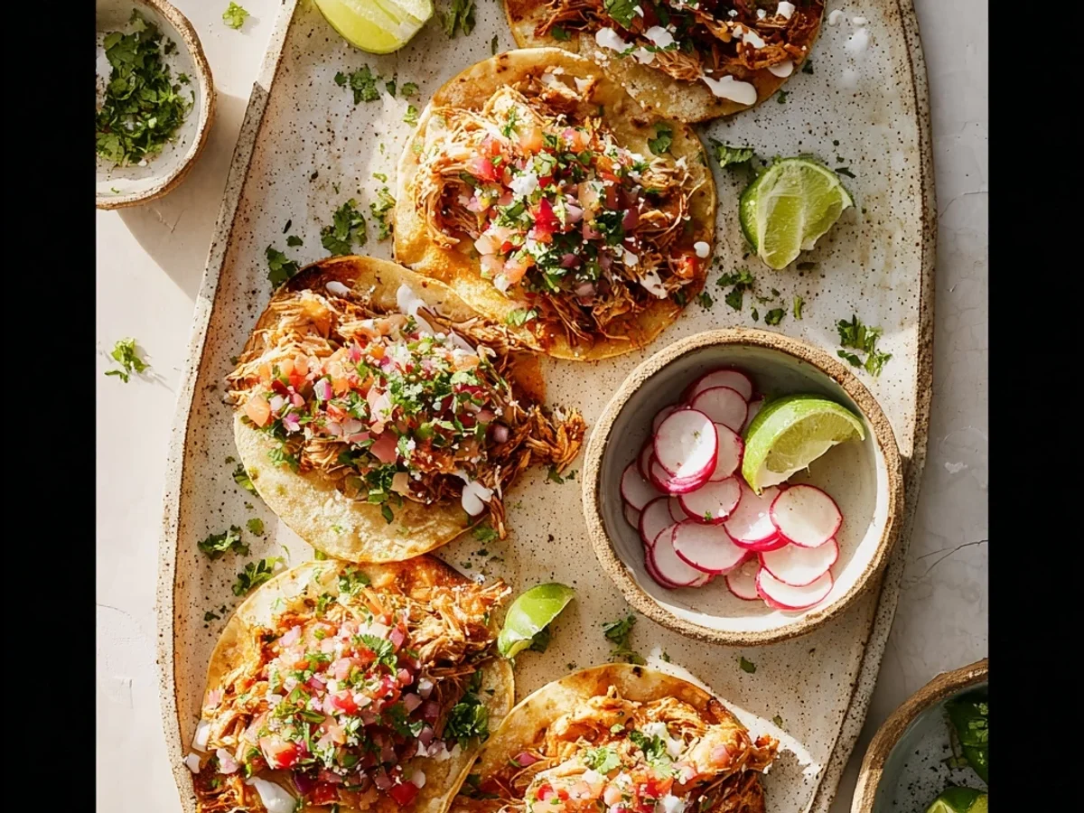 Healthy Tender Slow Cooker Shredded Chicken Tacos - Featured Image