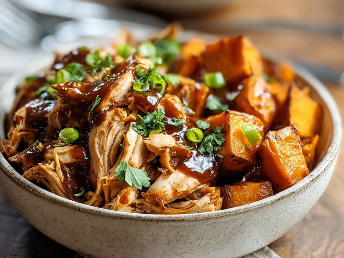 Hearty BBQ Chicken Roasted Sweet Potato Bowls - Featured Image