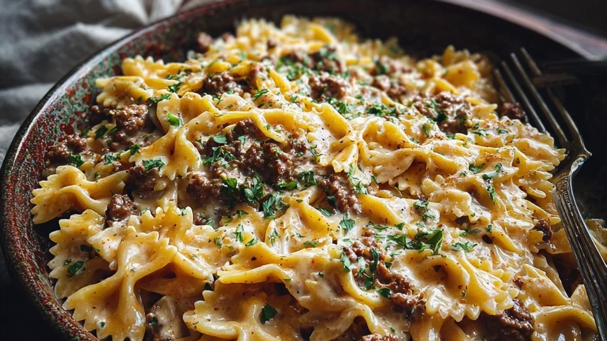 Hearty Cajun Cream Cheese Alfredo Bowties with Spiced Beef