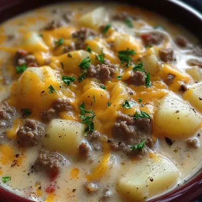 Hearty Cheesy Hamburger Potato Soup for Weeknights