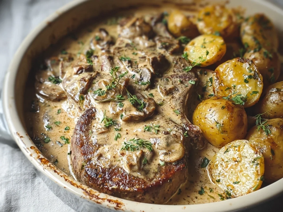 Hearty Creamy Garlic Lamb Chops & Potatoes Slow Cooked - Featured Image