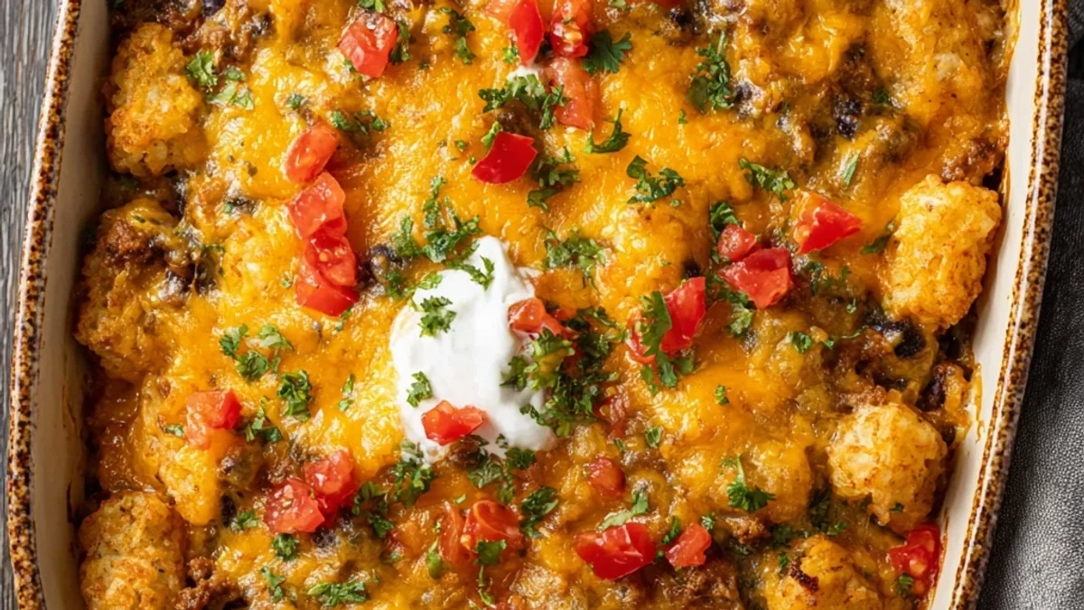 Hearty Easy Taco Tater Tot Casserole