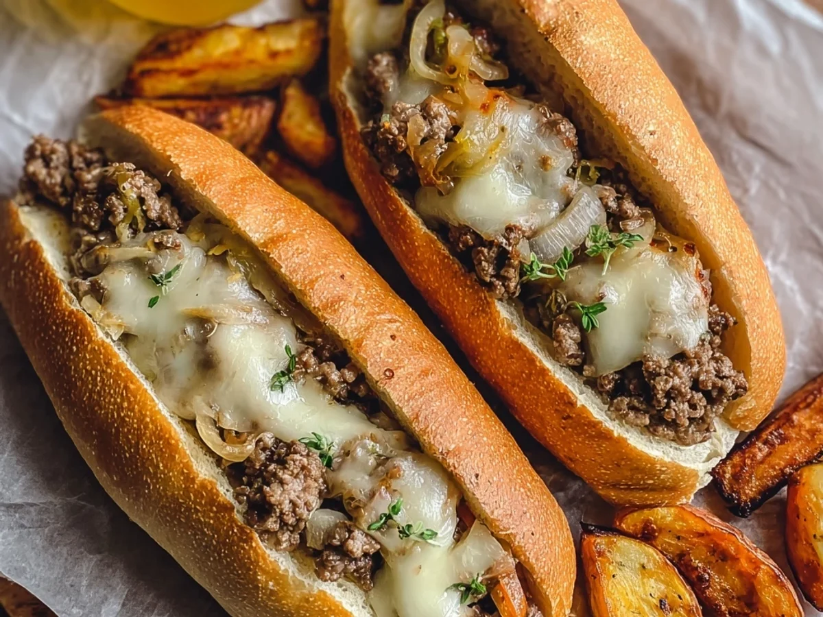 Hearty Ground Beef Philly Cheesesteaks: Easy Skillet Meal - Featured Image