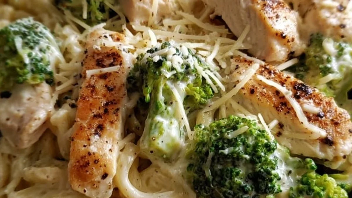 Hearty High Protein Creamy Chicken Broccoli Pasta