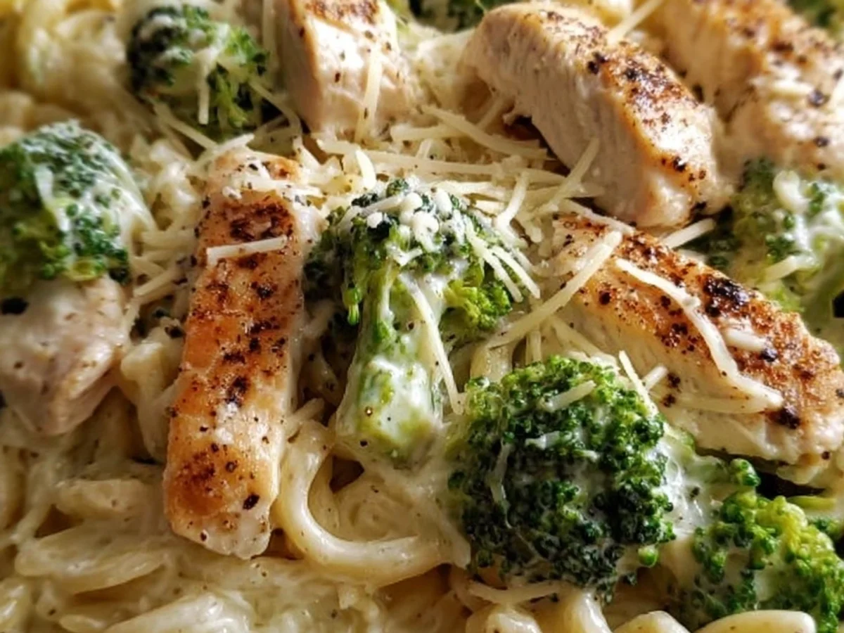 Hearty High Protein Creamy Chicken Broccoli Pasta - Featured Image