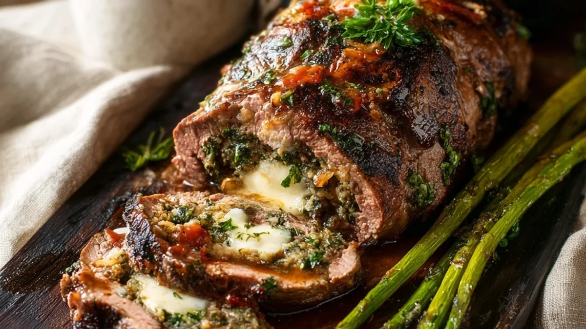 Hearty Italian Stuffed Flank Steak Dinner