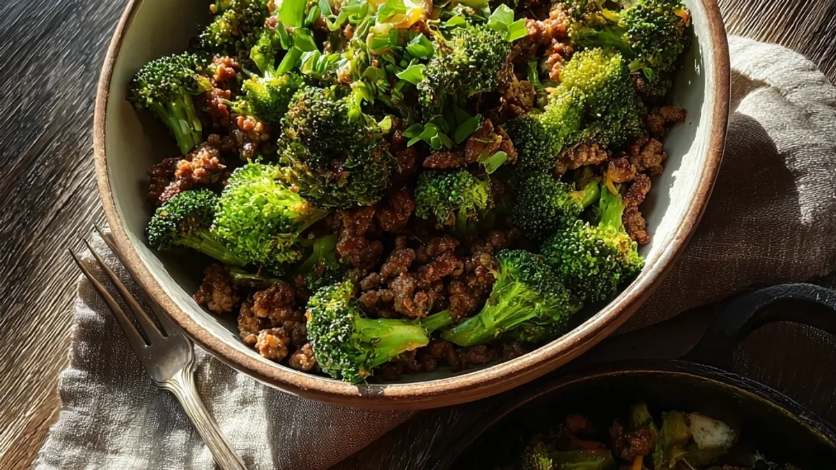 Hearty Keto Hamburger Broccoli Skillet