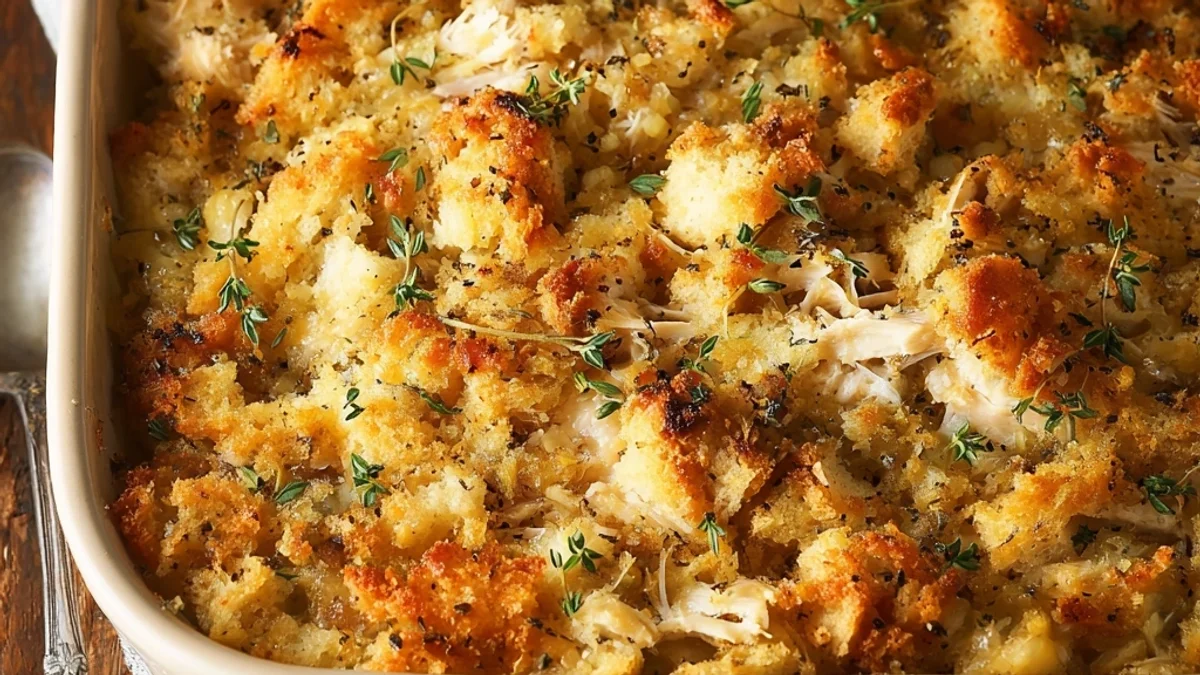 Hearty Rotisserie Chicken Stuffing Casserole