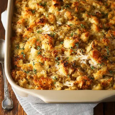 Hearty Rotisserie Chicken Stuffing Casserole