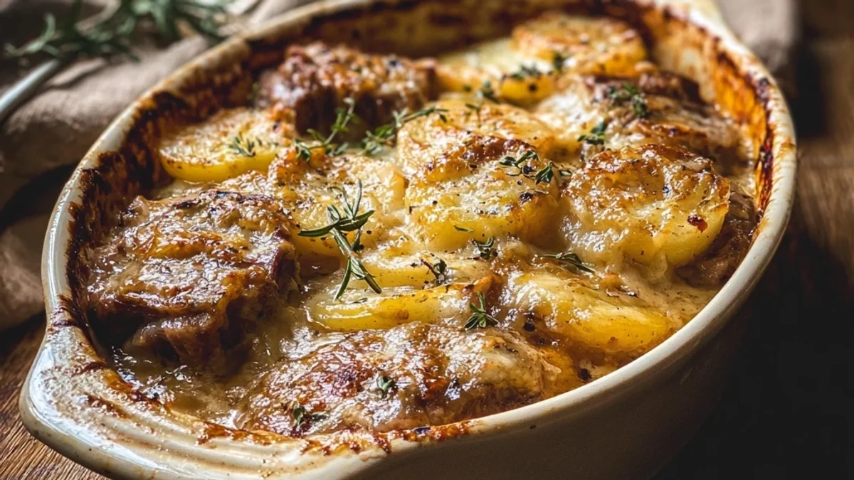 Hearty Smothered Lamb Chop Scalloped Potato Casserole