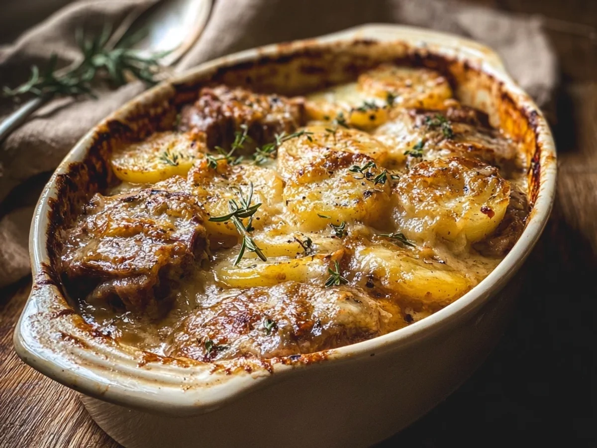 Hearty Smothered Lamb Chop Scalloped Potato Casserole - Featured Image