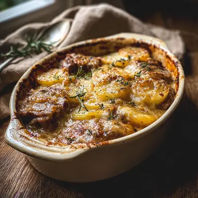 Hearty Smothered Lamb Chop Scalloped Potato Casserole