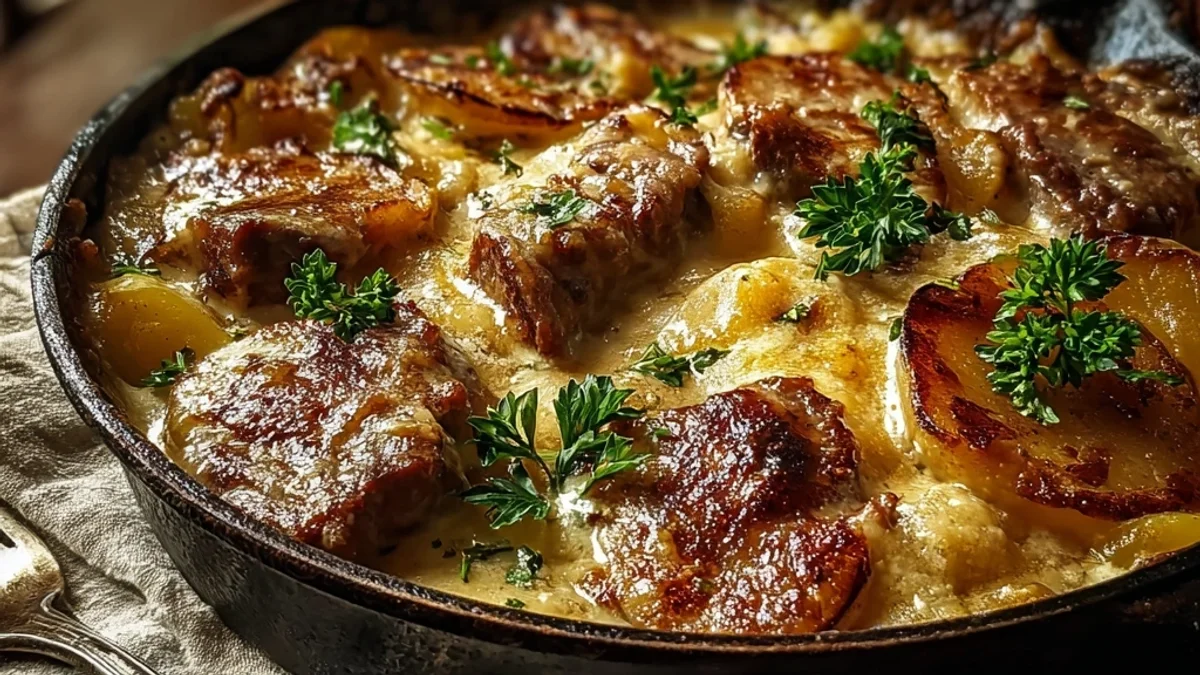 Hearty Smothered Lamb & Scalloped Potato Casserole