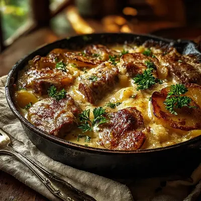 Hearty Smothered Lamb & Scalloped Potato Casserole
