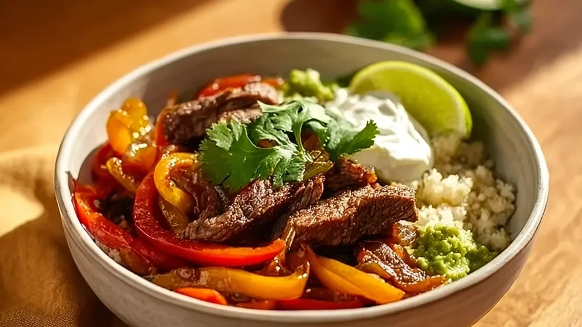 Hearty Steak Fajita Bowl: High Protein, Low Carb Meal