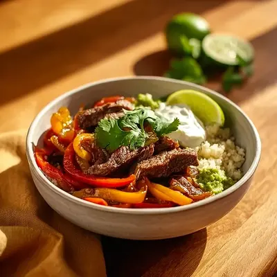Hearty Steak Fajita Bowl: High Protein, Low Carb Meal