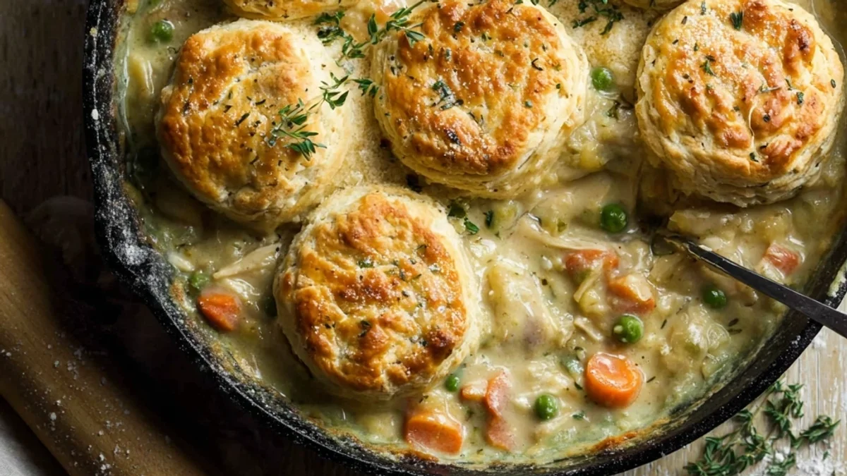 Homestyle Chicken Pot Pie with Fluffy Biscuits