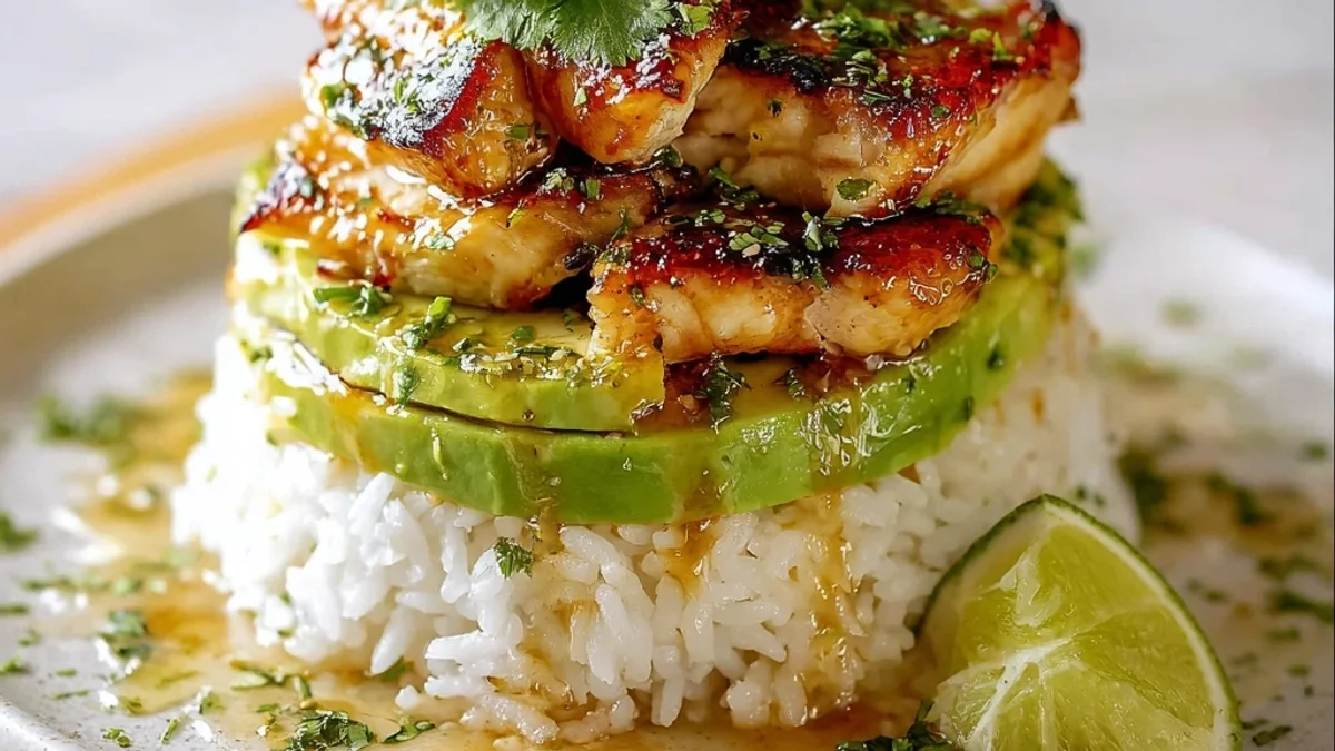 Honey Lime Chicken Avocado Rice Stacks: Fresh & Zesty Dinner