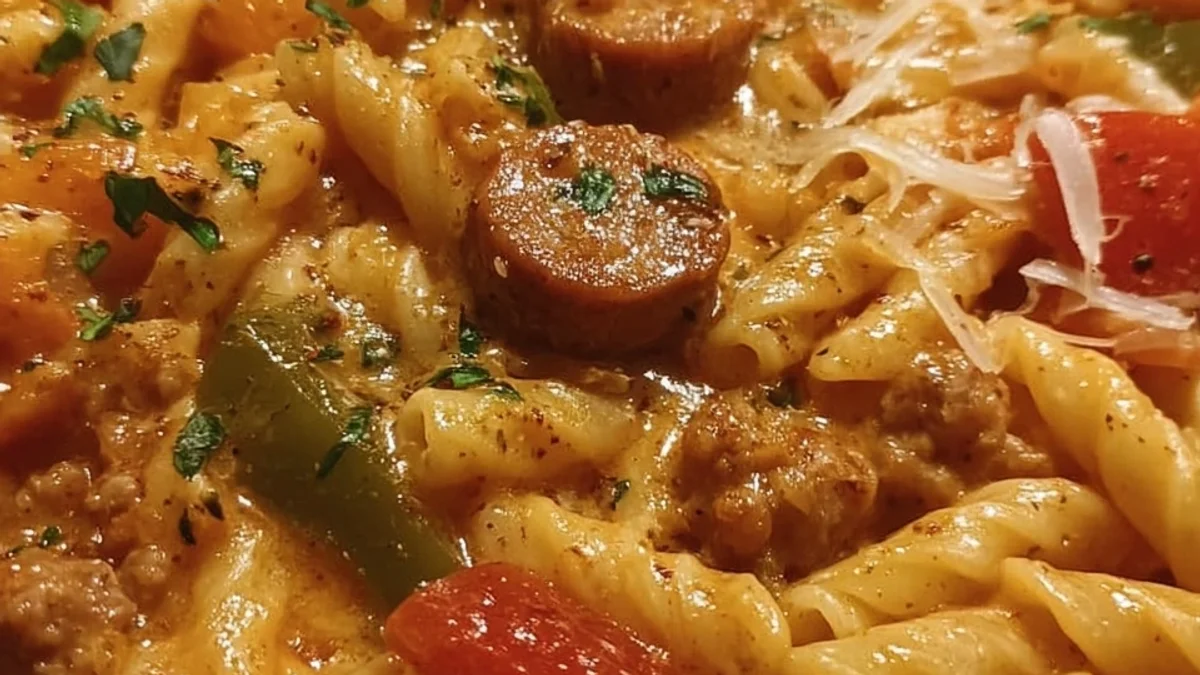 One-Pot Creamy Spicy Cajun Turkey Sausage Pasta