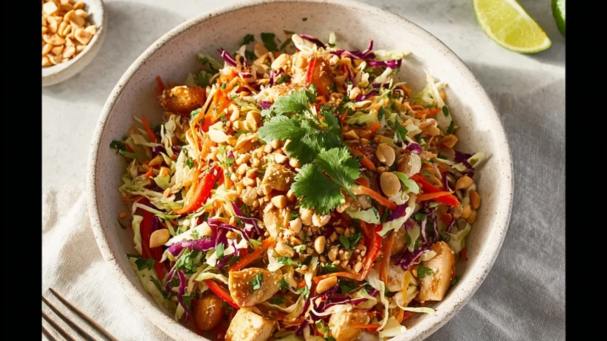 Peanut Chicken Crunch Salad with Tangy Dressing