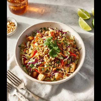 Peanut Chicken Crunch Salad with Tangy Dressing