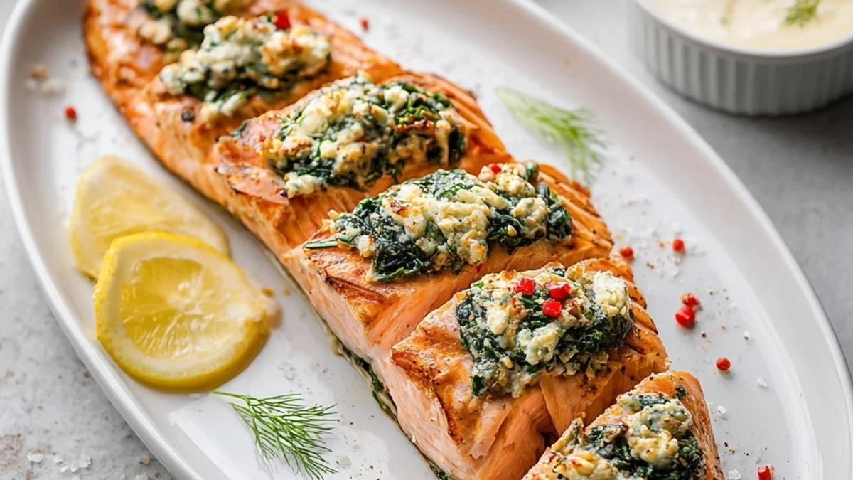 Quick 30-Minute Stuffed Salmon with Spinach & Feta