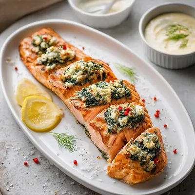 Quick 30-Minute Stuffed Salmon with Spinach & Feta