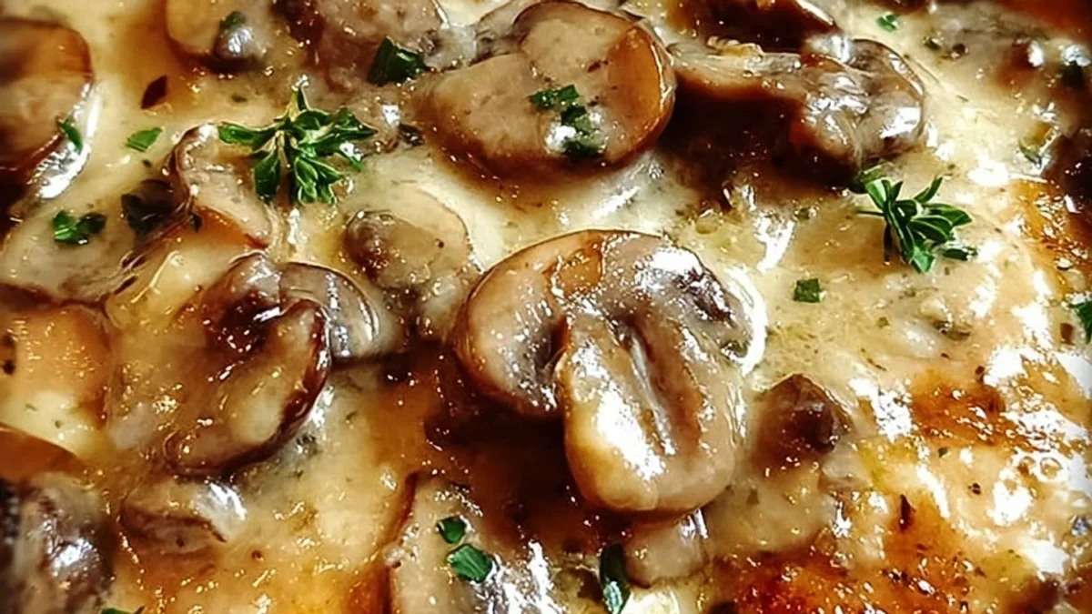 Quick Creamy Italian Mushroom Asiago Chicken Skillet