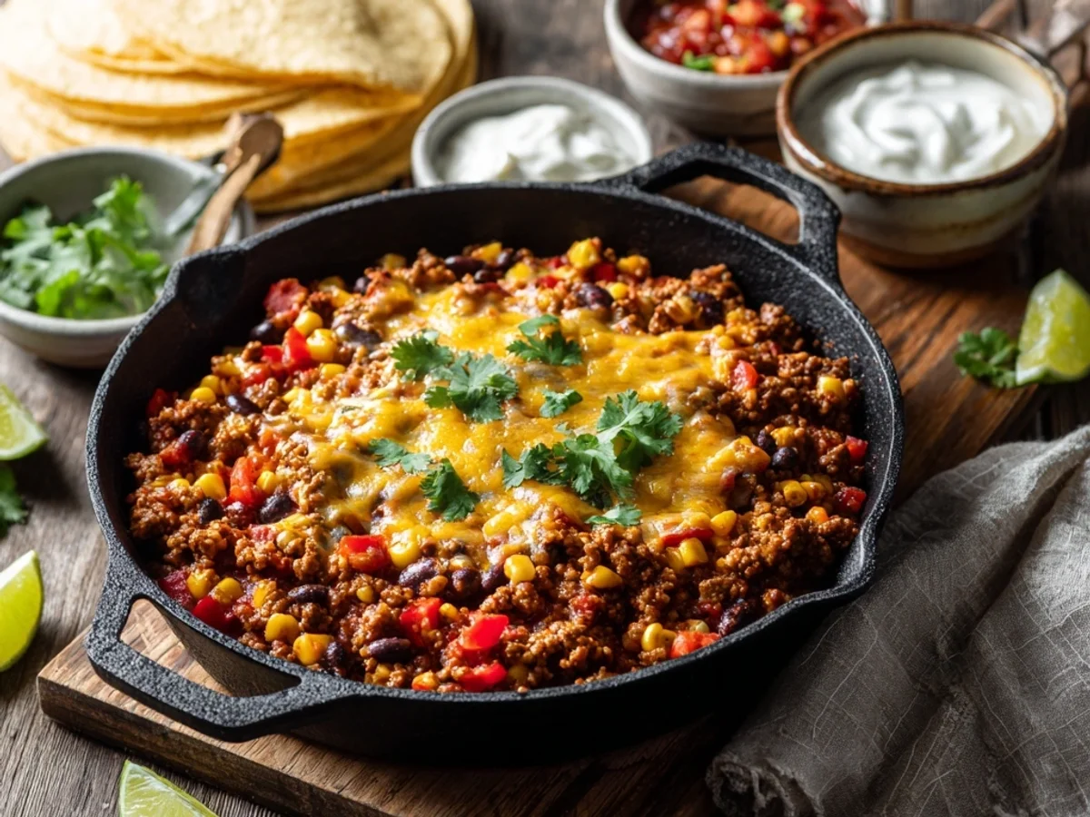 Quick Ground Turkey Taco Skillet Dinner - Featured Image