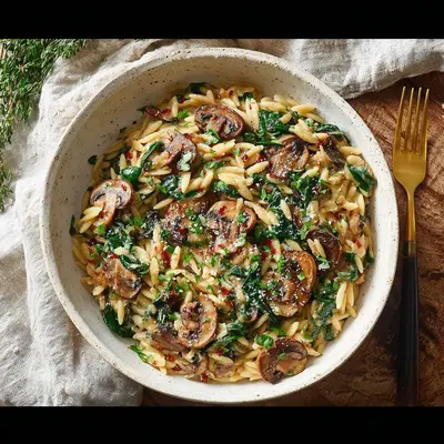 Quick Spinach Mushroom Orzo: A Creamy Weeknight Wonder