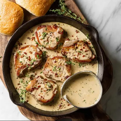 Rich Creamy Turkey Ham Lamb Chops Dinner