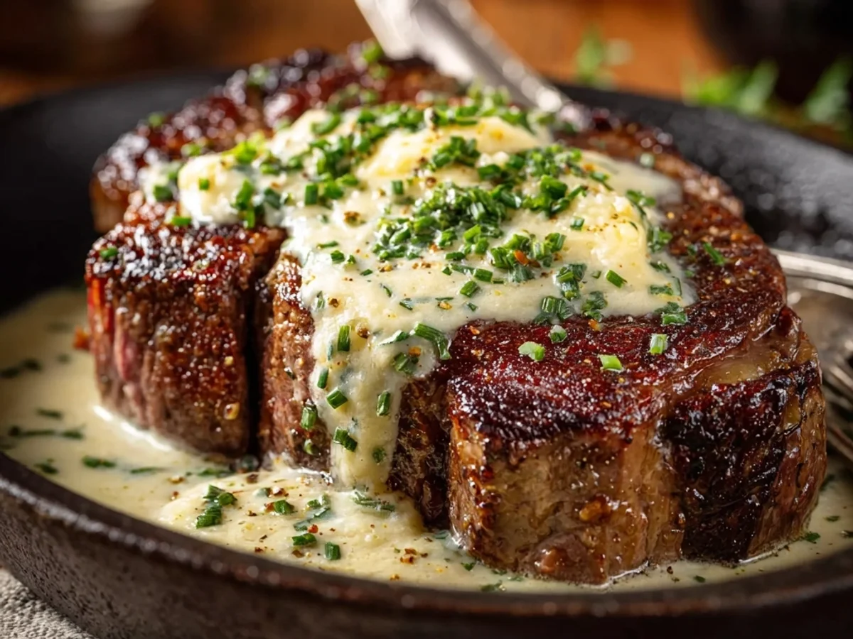 Rich Garlic Butter Steak with Parmesan Cream Sauce - Featured Image