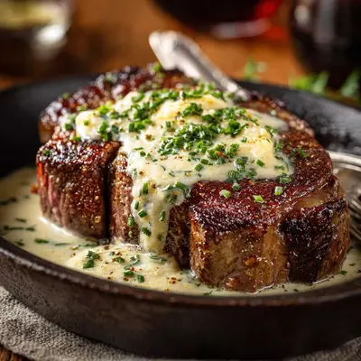 Rich Garlic Butter Steak with Parmesan Cream Sauce